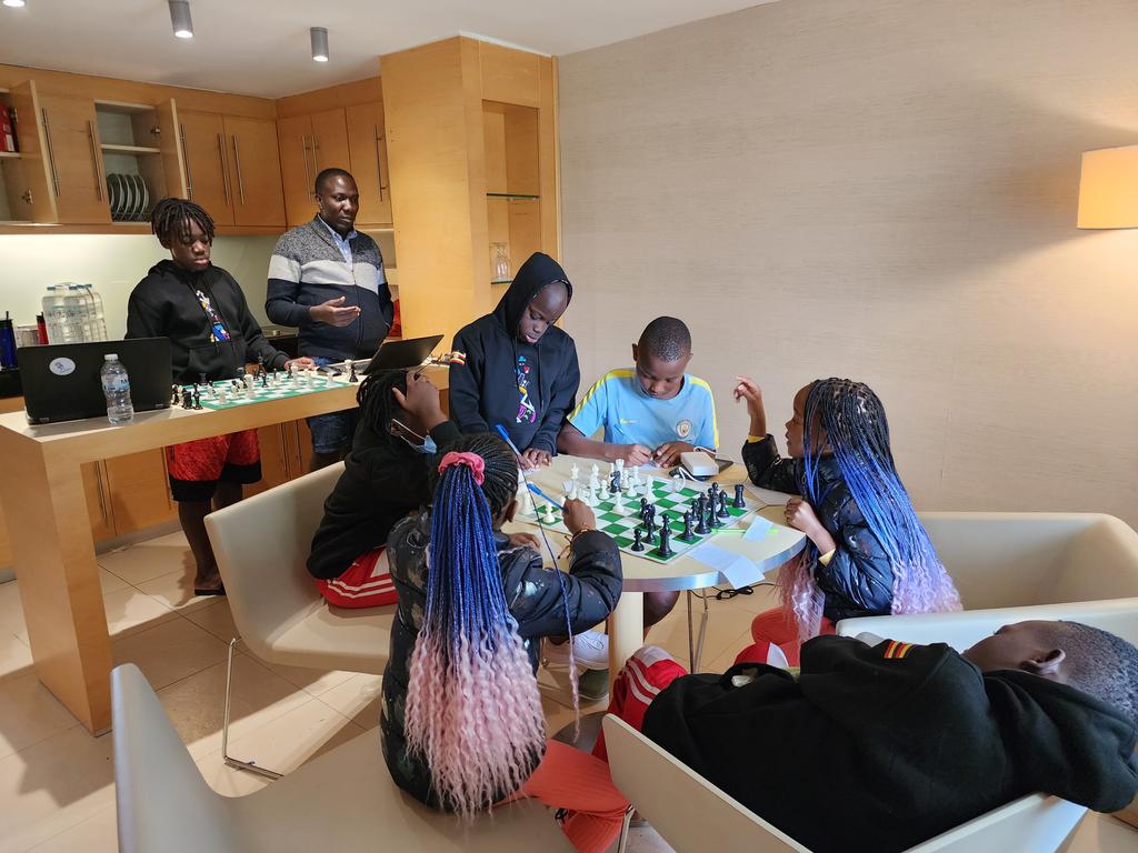 Behind the Scenes at the World School Chess Championships, 2023.
Team Uganda game preps.