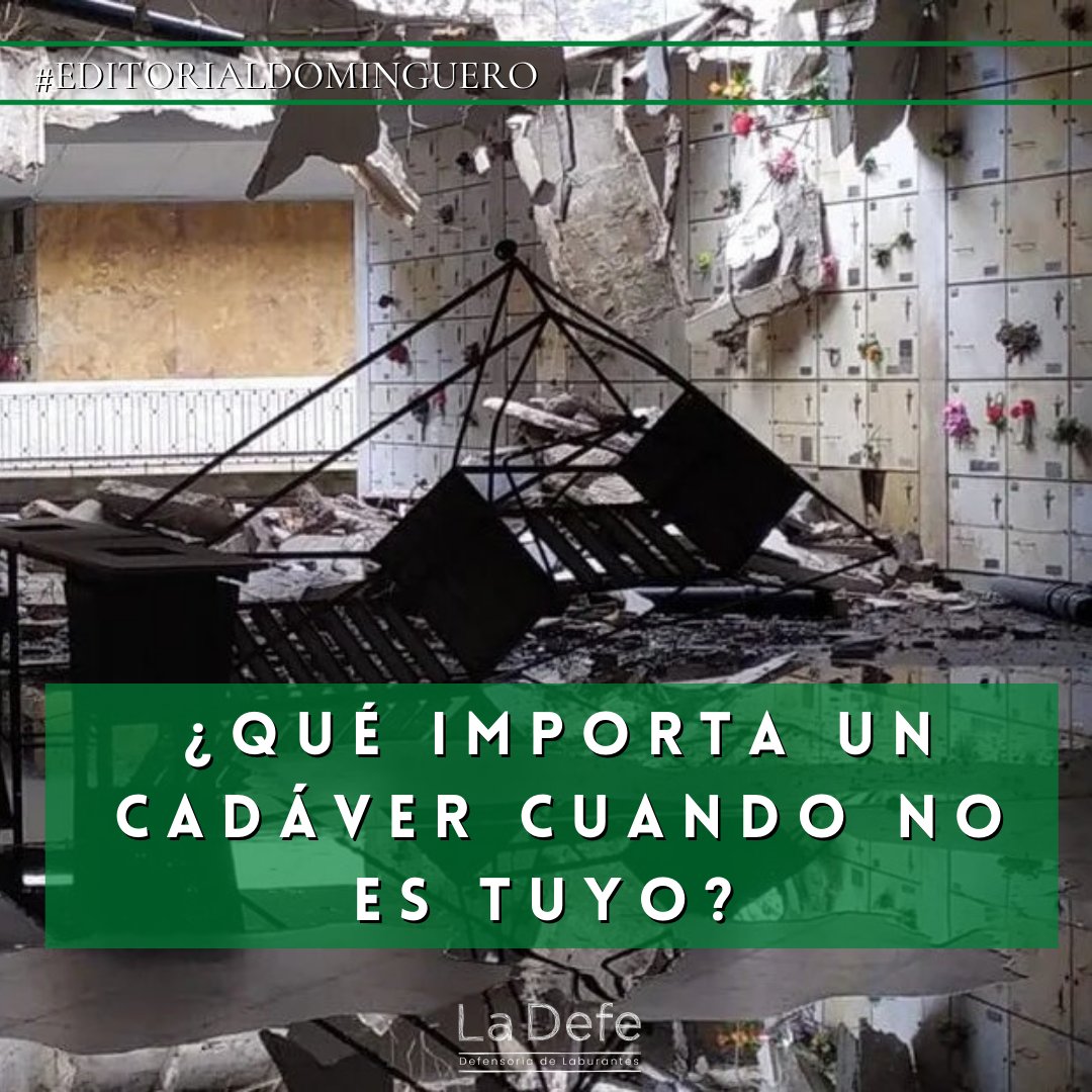 La burocracia y la lucha de clase nos siguen hasta la muerte. En el cementerio de Flores de cayó un techo hace dos años y hay muchas familias esperando para ver visitar a sus muertos. 
Nuestro editorial de hoy se lee acá 👉 ladefe.com.ar/que-importa-un…
✍️ <a href="/dananfer_mai/">Fernanda Maikol</a>