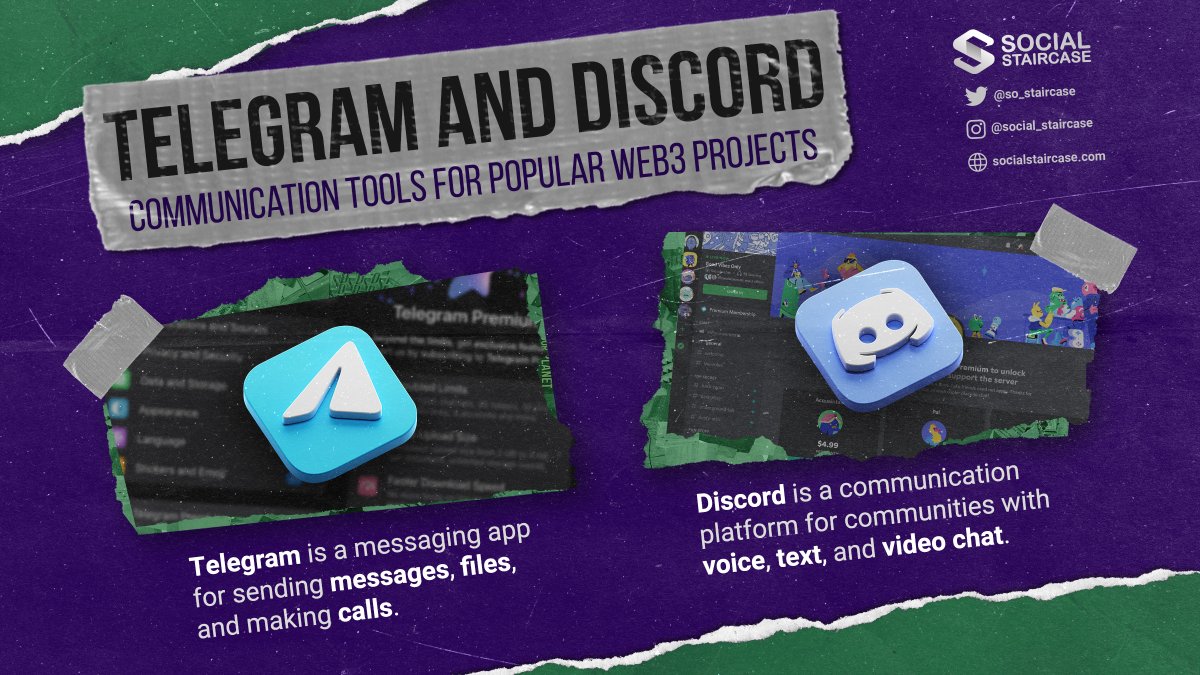 So_staircase's tweet photo. 🤝Building a web3 project? Don't forget the power of community engagement! 

🔥 Telegram and Discord are two essential communication tools for connecting with your audience and driving success

 #socialstaircase #web3agency https://t.co/XBECljUDbO