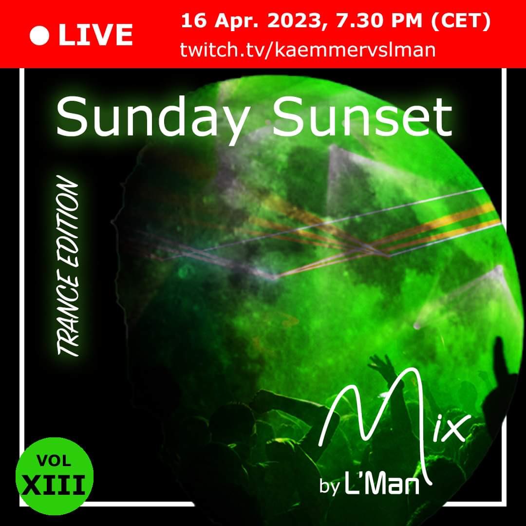 KaemmerVsLMan's tweet photo. This afternoon - L‘Man will be hosting the 13th Sunday Sunset Mix focusing on Trance Music - tune in!
#kaemmmervslman #lman #twitch #mixcloud #djstream #goodvibes #since2007 https://t.co/D8rEGi244H