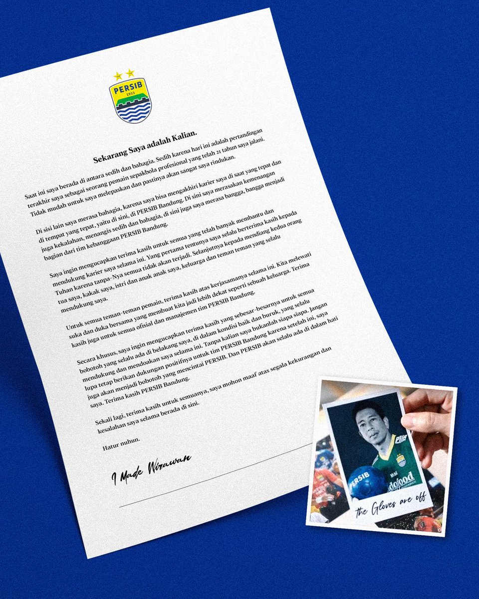 Tepat 24 jam yang lalu, ucapan terima kasih secara lengkap ini seharusnya bisa disampaikan langsung setelah pertandingan terakhir sang legenda 1️⃣5️⃣💙🧤

#PERSIB