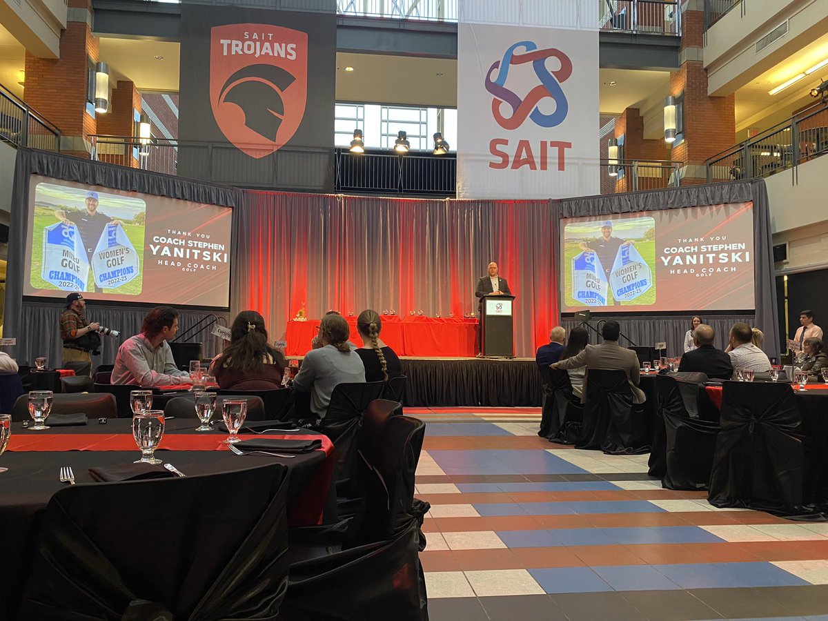 StephenYanitski's tweet photo. Great send off yesterday at the @sait_trojans Awards Banquet, after 5 seasons coaching the Men’s and Women’s Golf teams. Looking forward to following the team as a fan and proud alum ⛳️

#gotrojans #yycgolf https://t.co/xnhpdamgdO
