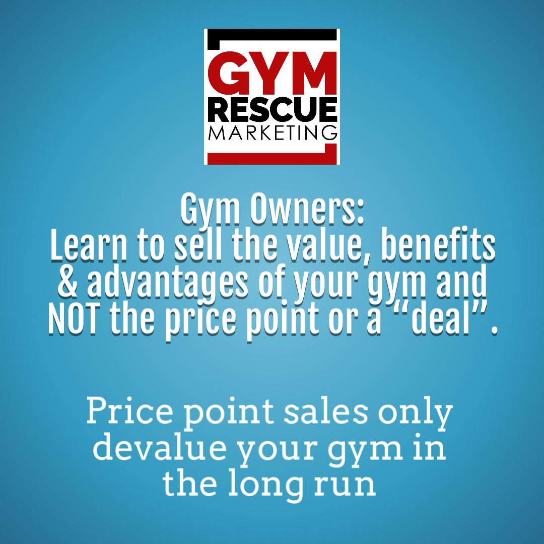 Gym Owners: Do NOT make this mistake! 

The fact is, people are willing to pay more if you make them feel comfortable and they see the true value in the services that you offer. #gymowner #fitnessmarketing #gymsales #gymrescue