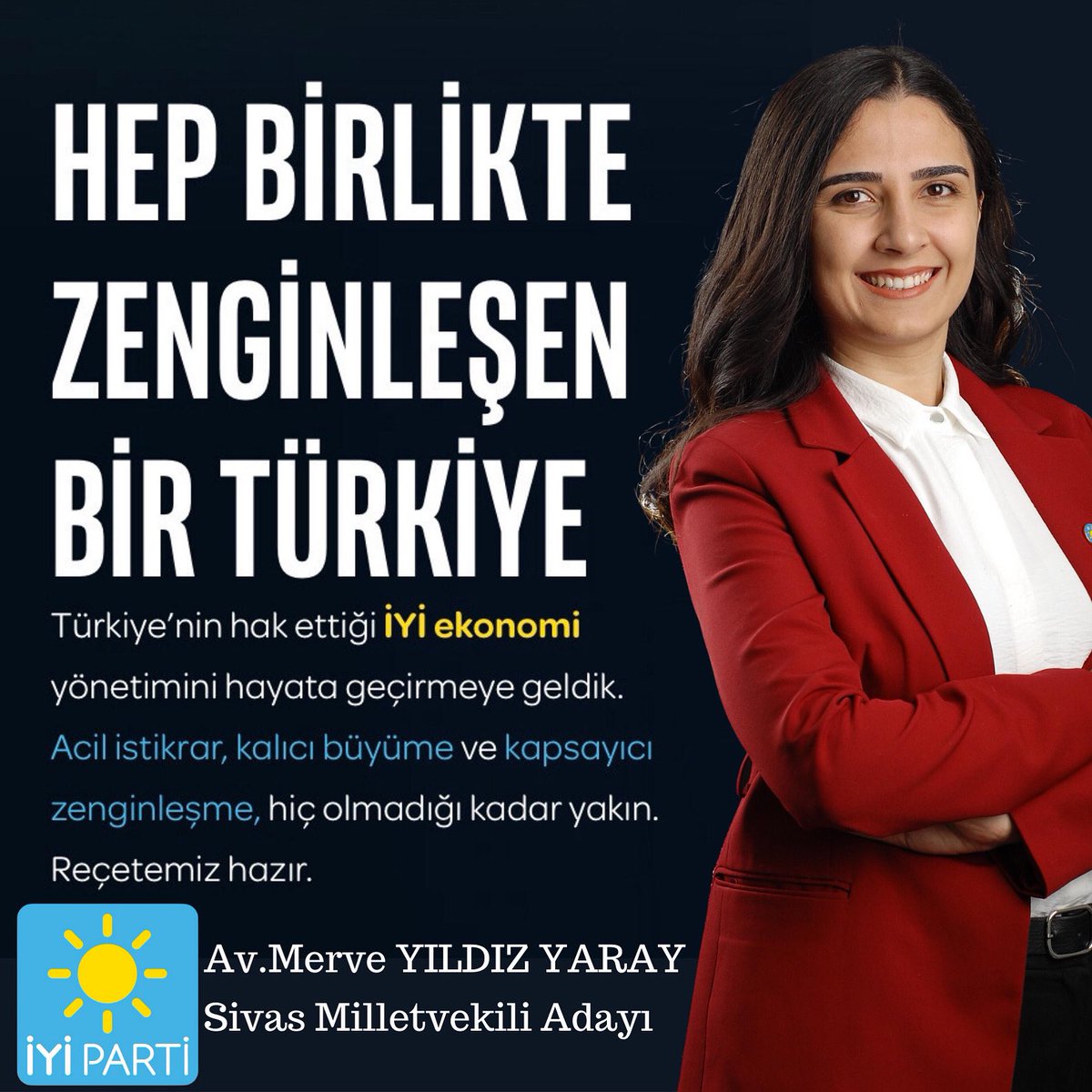 Türkiye’nin hak ettiği İYİ EKONOMİ yöntemini hayata geçirmeye geliyoruz.
Az kaldı 
#iyiparti #sivas #meralaksener #azkaldı