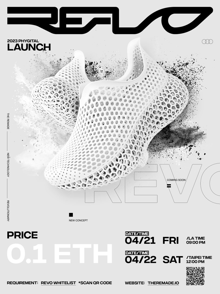 Name: REVO
Price: 0.1 ETH 
DATE: 4/22 TAIPEI 12:00 PM

Must have REVO whitelist to purchase. 
Scan QR Code for more info. 

<a href="/TheRemade_/">The Remade ❤️ memecoin</a> 

#revo #edamer