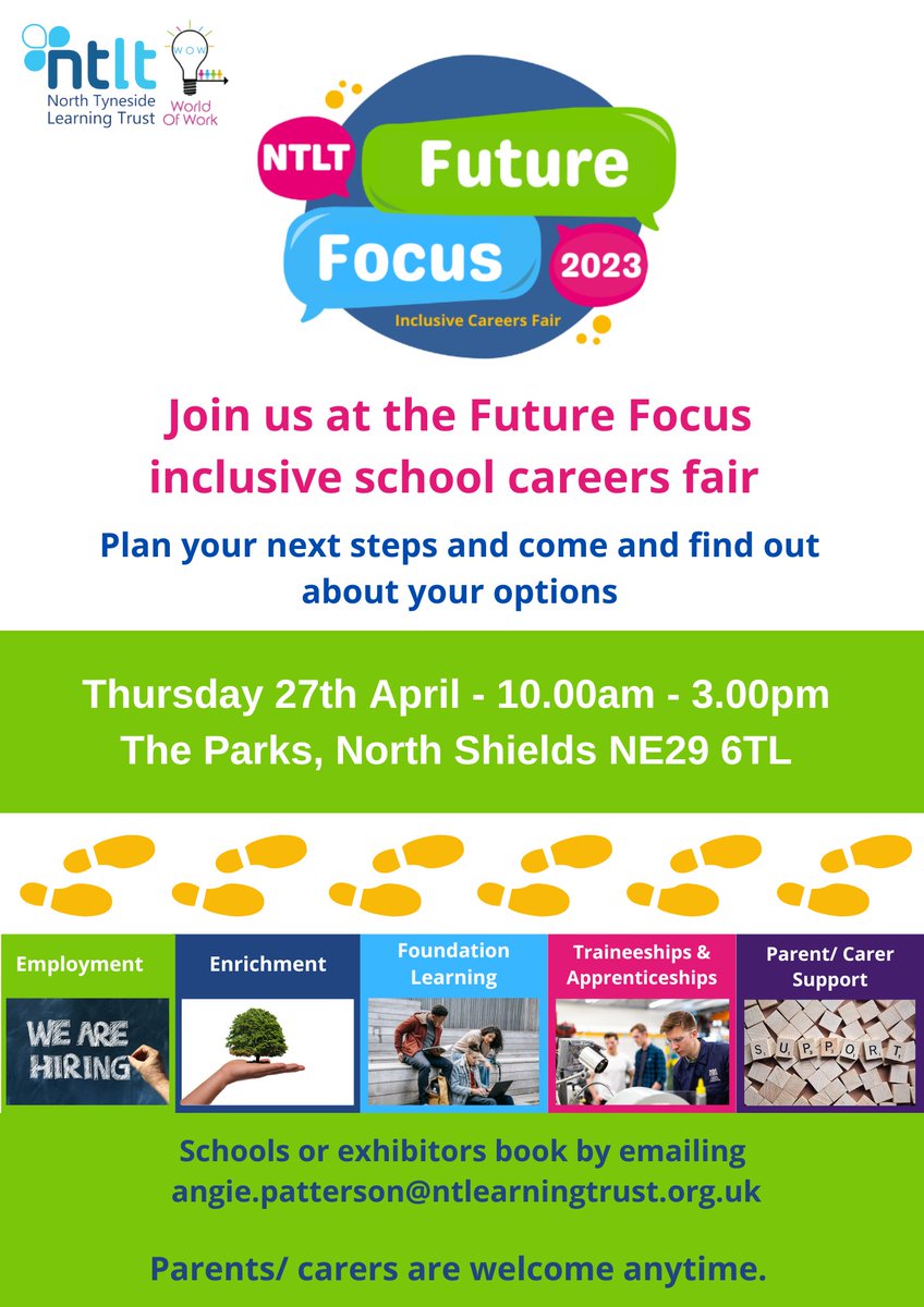 NCEA_Castle's tweet photo. Future Focus inclusive school careers fair is aimed at parents/carers of students in Years 9 and above.
Castle Sixth form students will be helping at the event and parents/carers are very welcome to drop in at any time during the day. Please see the flyer for more details. https://t.co/GuWT6a8ymd