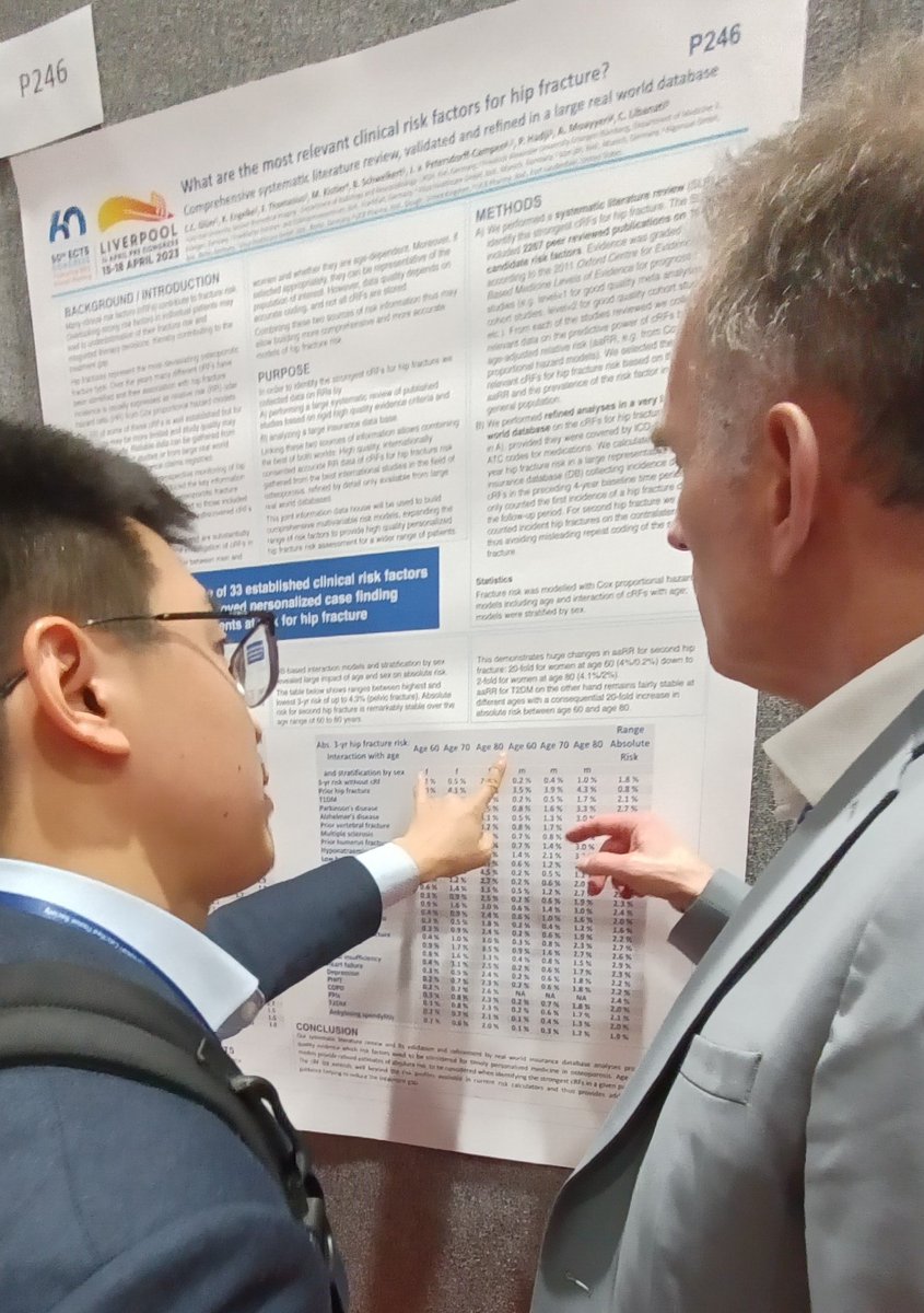 timodamm's tweet photo. most relevant clinical risk factors for hip fracture validated on real world data - at joint research group's poster P246 during #ECTS2023 in #Liverpool. @UKSH_KI_HL @theMOINCC @ECTS_science @ECTS_soc https://t.co/13QeJrKB4k