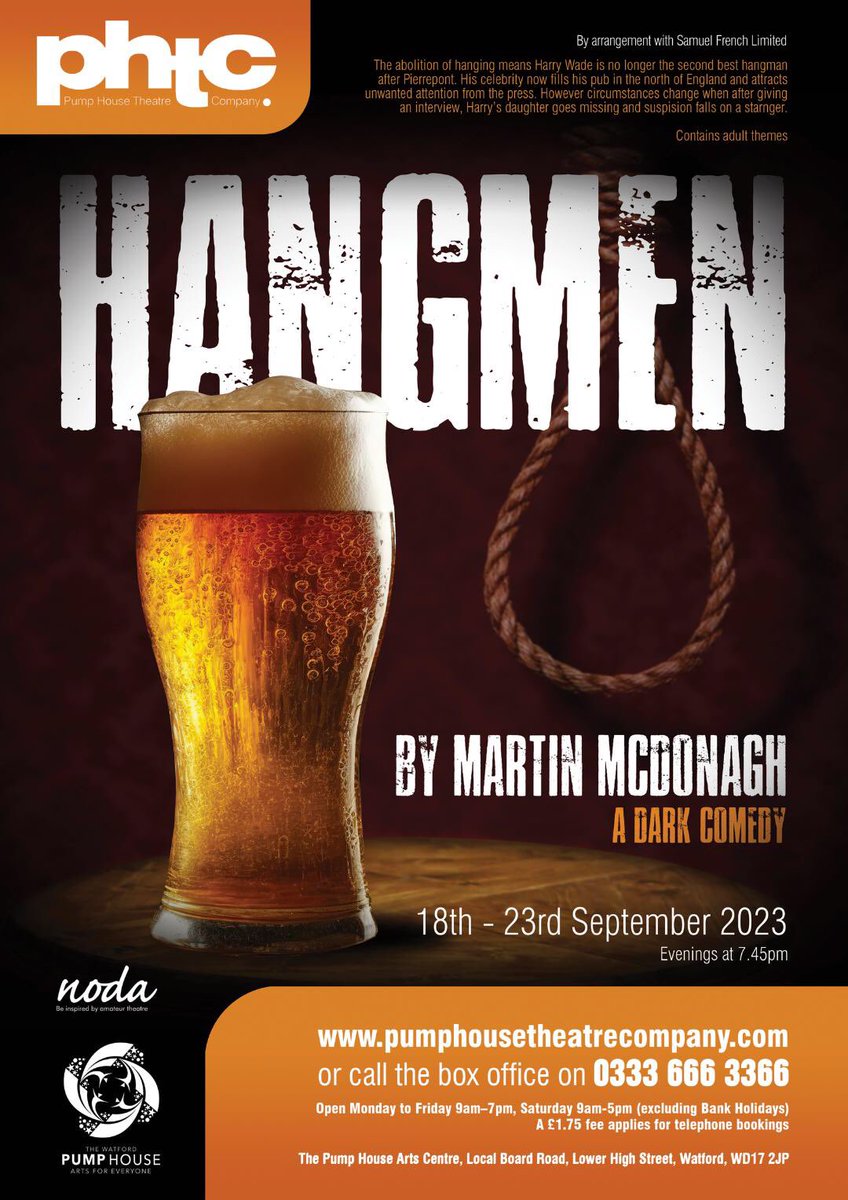 AUDITION FOR "HANGMEN"

This dark funny play has a cast of at least 12, with excellent rewarding parts.

OPEN TO ANYONE TO AUDITION !!

READING: 4 MAY @ 7.45pm 
AUDITION: 11 MAY @ 7.45pm
REHEARSALS: 13 JUNE onwards
PERFORMANCES: 18-23rd SEPT

More info: pumphousetheatrecompany.com/coming-soon