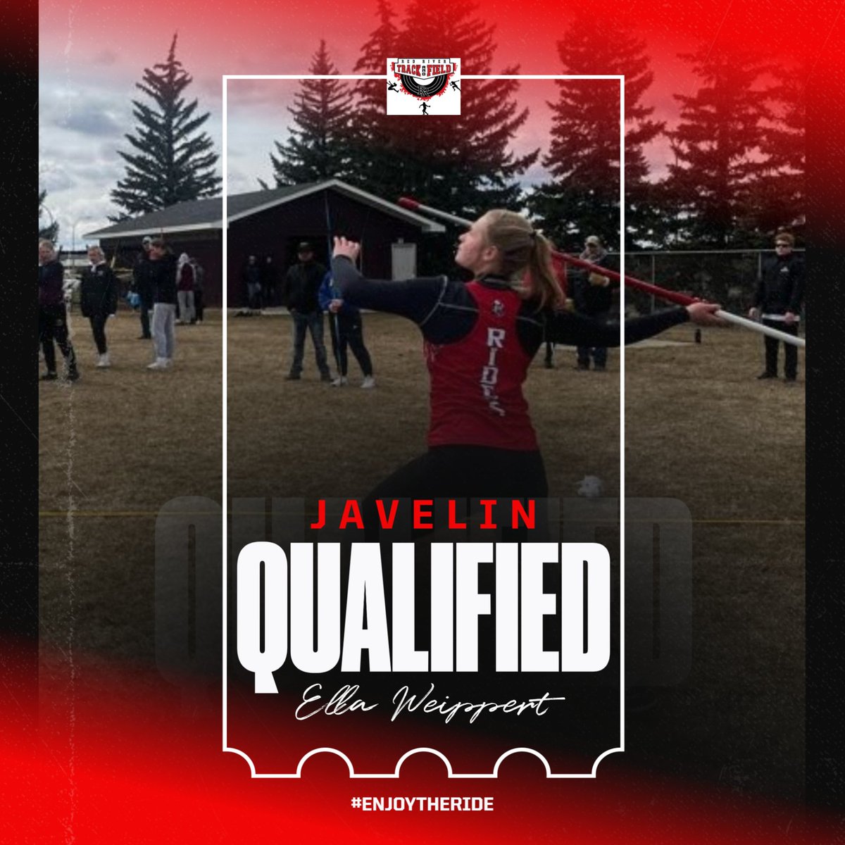 rrgirlsxctf's tweet photo. 🔴 Ticket Punched- State Qualified 🔴
Minot Throws Fest - April 15th, 2023.

Ella threw a qualifying distance of 132'1 in the Javelin throw. Great job, Ella!
@RRHSactivities @GFThrowers https://t.co/9UH8aPzXM7