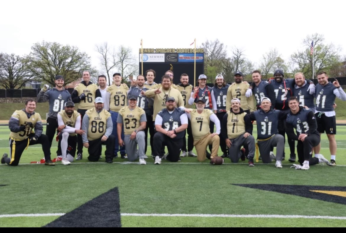 CoachGHiggins's tweet photo. What a GREAT DAY to be a Hornet! Thank you to all the former players who came back to play in the Legends Flag Football Game! Rain or Shine we were ready!! #SayWhen https://t.co/T01bHhOar9