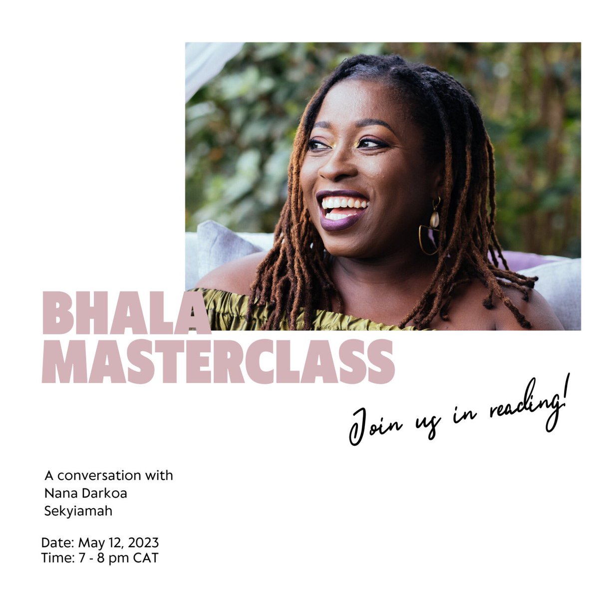 Looking forward to this @BhalaWriters discussion with @nas009, author of “The Sex Lives of African Women” on May 12. @SexLivesAfrica 

Come through⬇️
🔗bhalawriters.com/masterclasses