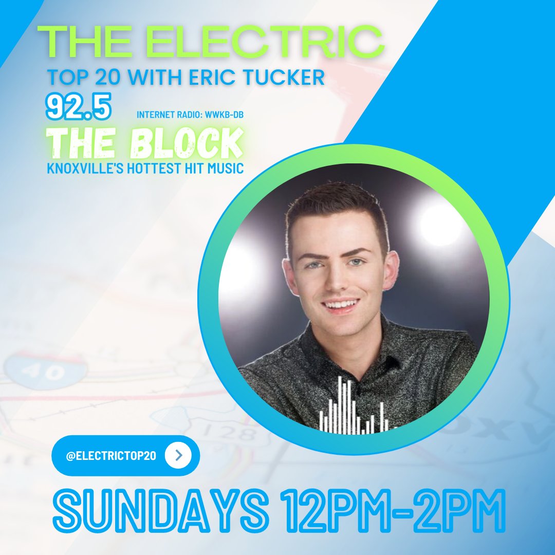 95qfzradio's tweet photo. The Electric Top 20 with Eric Tucker starts now on Knoxville's 92.5 The Block. Tune in for this week's top 20 hottest hits! https://t.co/MY3YRgj8kE
@electrictop20
#electrictop20 #erictucker #top20 #countdown #popmusic #pophits #knoxville #tennessee https://t.co/lDOHz0kkvZ