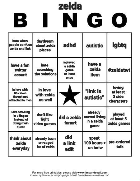 I did a zelda bingo !!