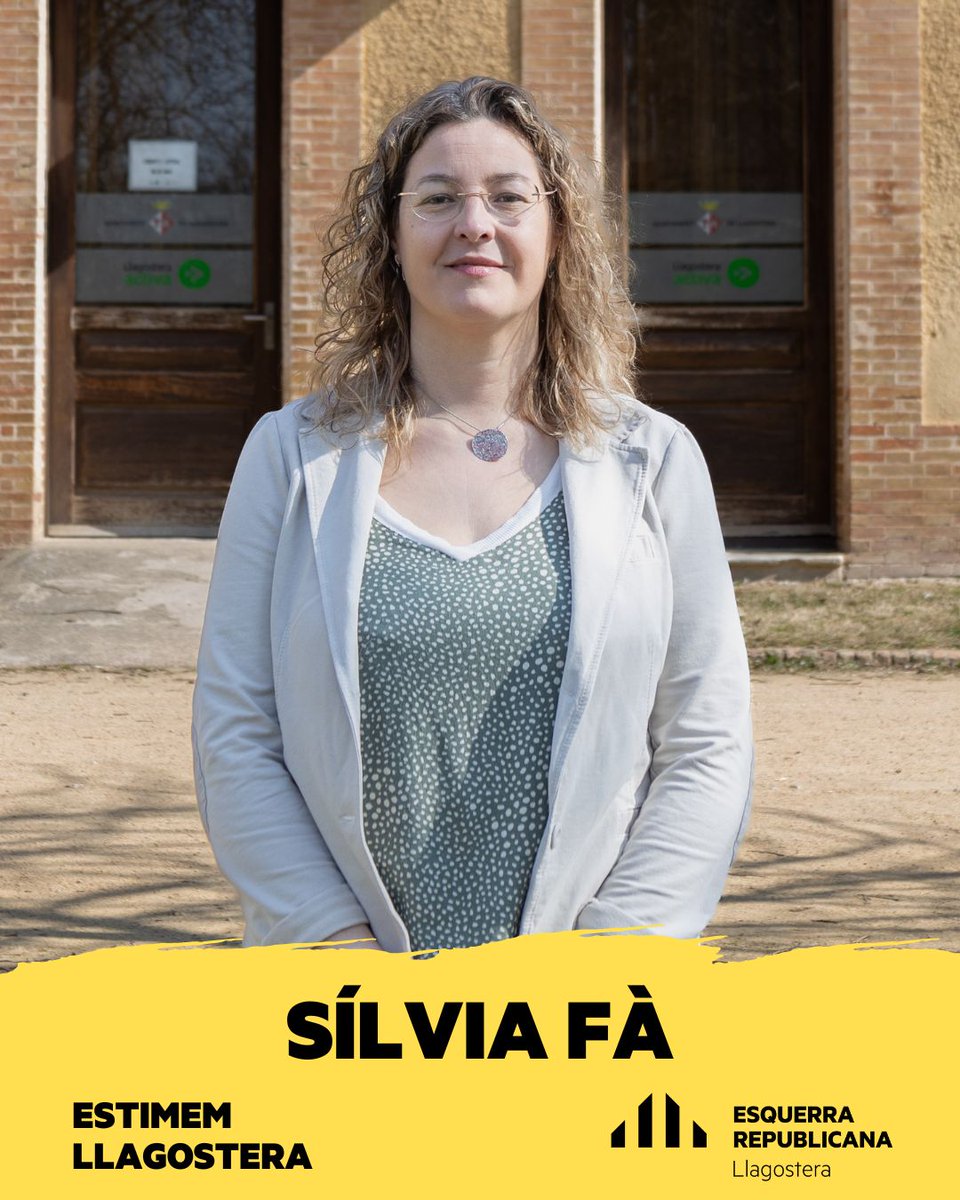 ERC_Llagostera's tweet photo. 4️⃣ Sílvia Fà i Cateura

👩🏼‍🏫 Mestra d’educació especial

🏫Va estar 8 anys a la direcció d’una escola pública

🗣️ Actualment és regidora a l’equip de govern i va formar part de l’oposició en el darrer mandat.

🌿 Li agraden els gegants i voltar pels camins i corriols de Llagostera https://t.co/BOuCHs6ZZF