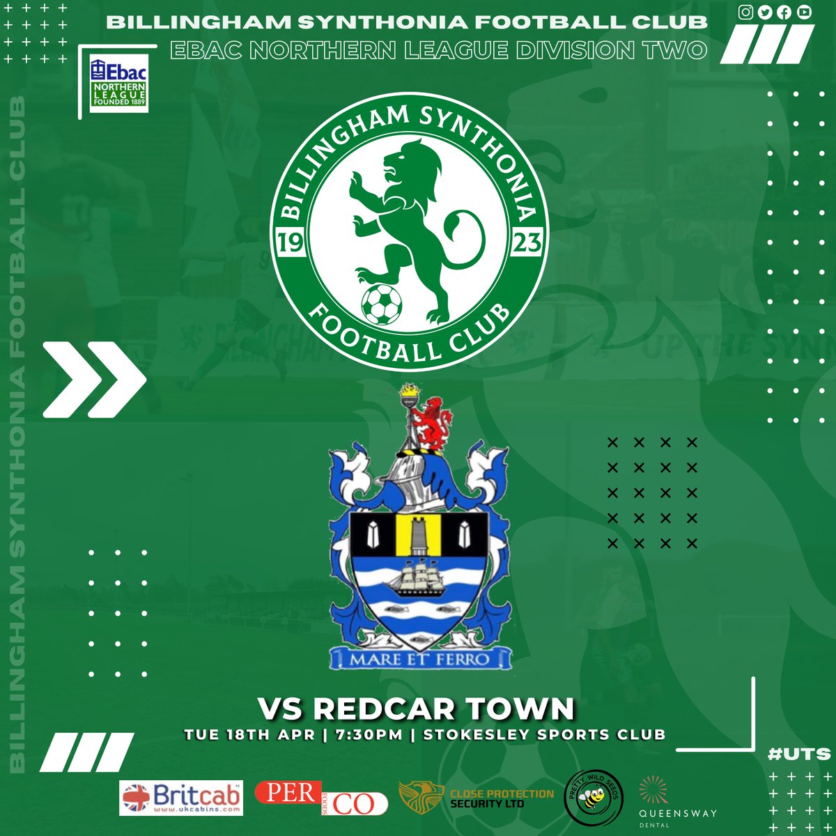 Synthonia's tweet photo. 𝗗𝗘𝗥𝗕𝗬 𝗪𝗘𝗘𝗞

The first of two derby fixtures to finish off the season starts on Tuesday as we take on @redcartownfc. Get yourself down to watch some league action under the lights!

#UTS https://t.co/Wyc5TZ8nI8