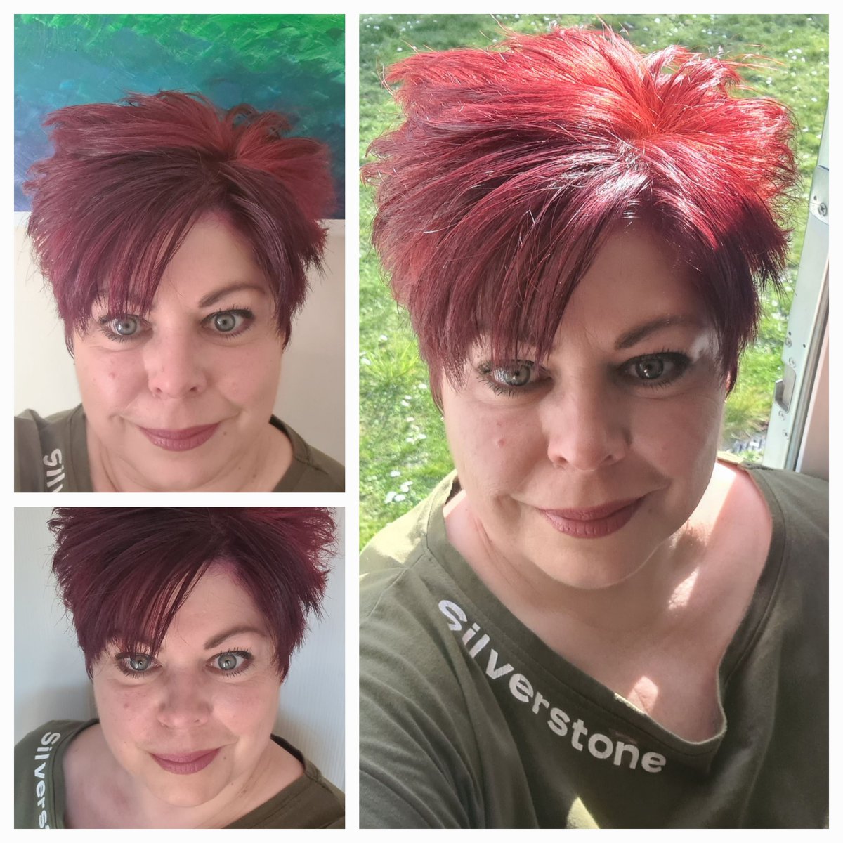 Sometimes a new hair dye (or two: red and purple) and make up is called for. Quite happy w/result. 💋💗♌️
(For those interested: Red on main w/ subtle purple on fringe). #SelfCare #RedHair #Over50sStyle #ColourDressing #PowerDressingThruHair #RedIsRad #PowerDressing #Confidence