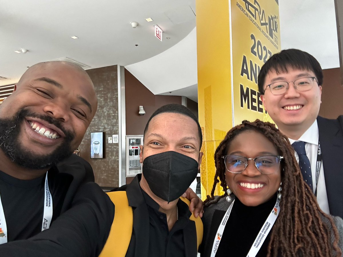 tlstrayhorn's tweet photo. Always a good day when I run into these #AERA23 ed researchers, part of my academic framily! So proud of @DrMikeWill &amp; @DrMiniMarj #ProudAdvisor #KeepShining https://t.co/5qWa5cqDfS