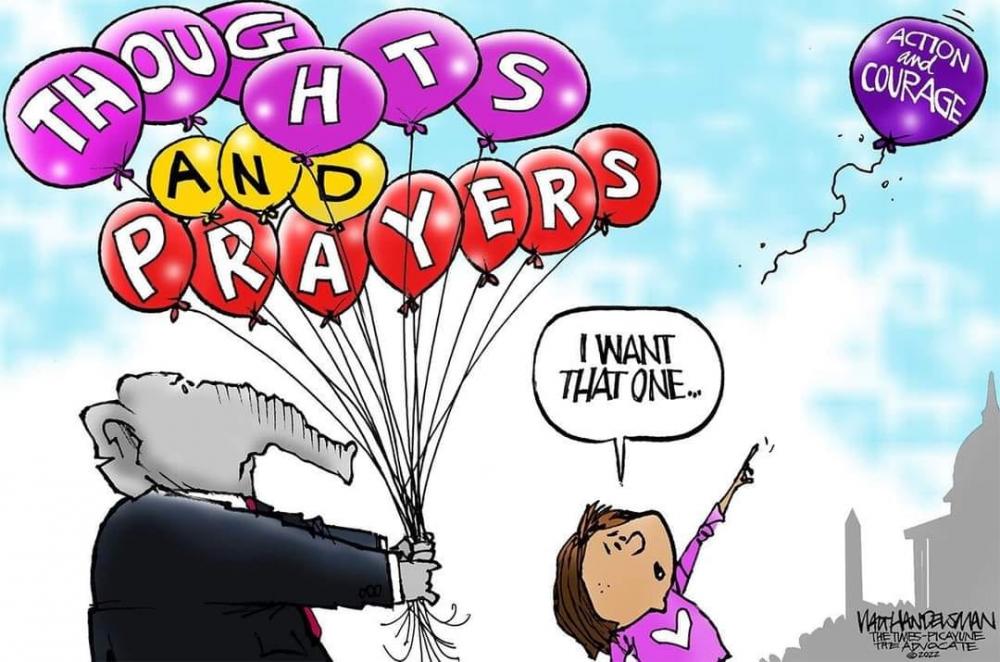 EandPCartoons's tweet photo. Walt Handelsman, The New Orleans Advocate @Walt_Handelsman #ThoughtsAndPrayersArentEnough https://t.co/nySS3Hsqse