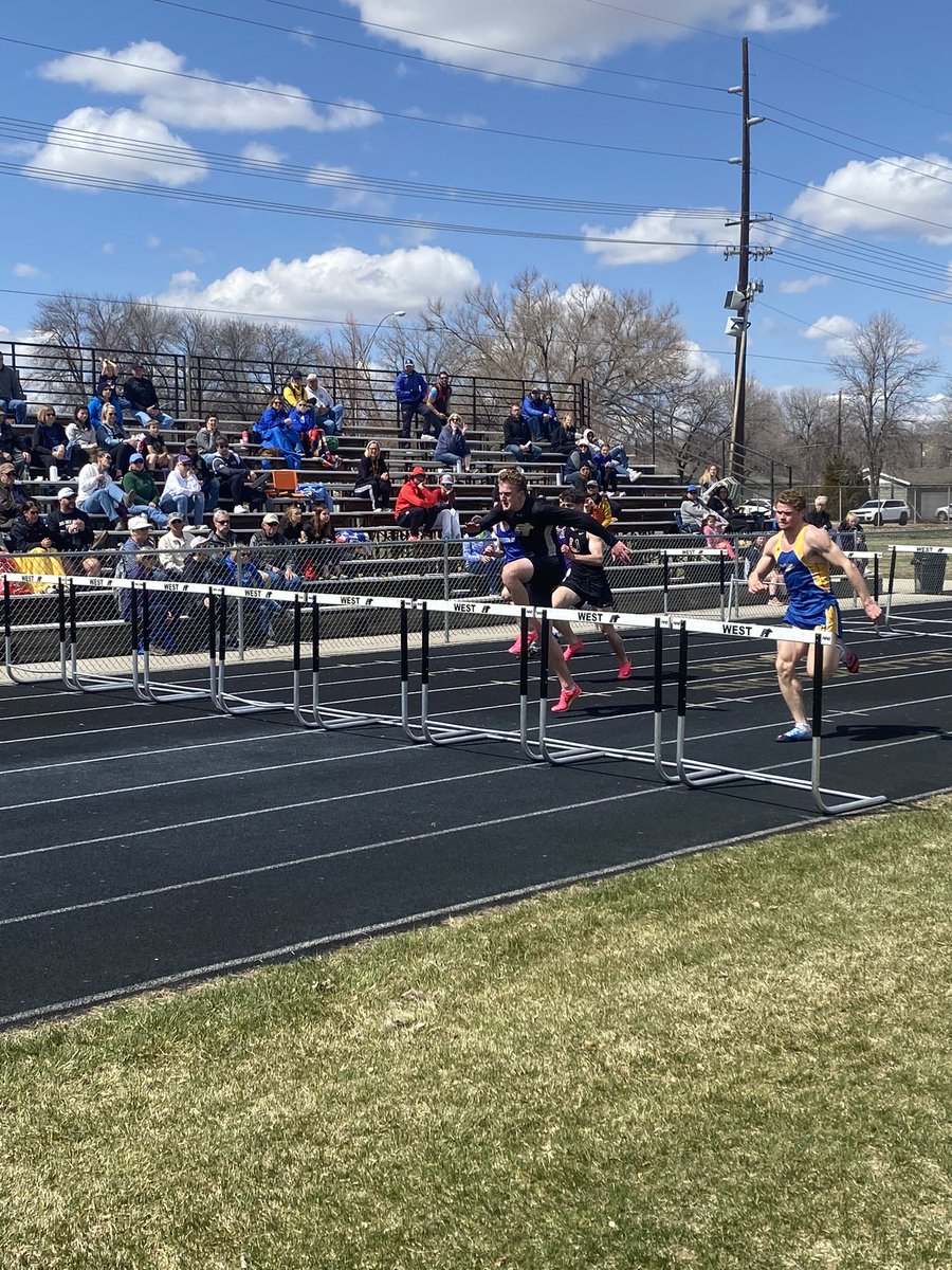 West_High_Track's tweet photo. .@mlfogelsong both hurdle events!  He ran a time of 15.49 in the 110m hurdles and a 41.97 in the 300m hurdles! #mtscores https://t.co/7GdTHv4Cxr