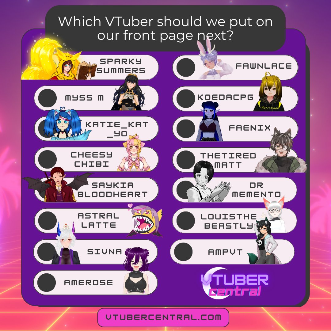 _VTuberCentral's tweet image. Don't forget to Vote on which #VTuber should be put on our #merchstore front page! You can find this by hopping to our page!!
#vtubercentral #vtubermerch #vtubervote