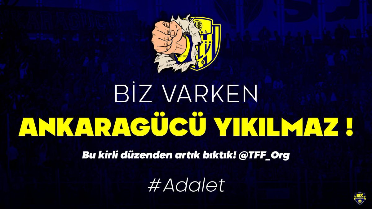 Türkiye Süper Lig hakemleri ile istanbul kulupleri arasında dönen kirli ve çıkar dolu oyunları dün Ankaragücü maçında bir kez daha izledik. 

Bu oyunların bir parçası olmayacağız, emek ve çabayla yollar aşan taraftarın tek bir istediği var #Adalet <a href="/TFF_Org/">TFF</a> !