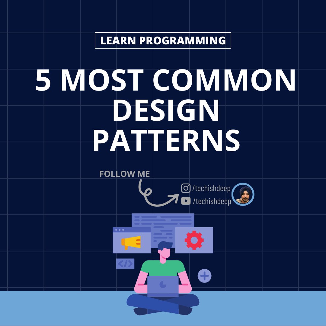TechishDeep's tweet photo. (#1 🍥) Design patterns are reusable solutions to common software design problems that help improve code quality, maintainability, and scalability. Here are the five most common design pattern. #DesignPatterns #SoftwareDesign  #Python https://t.co/dR7n5IVYej