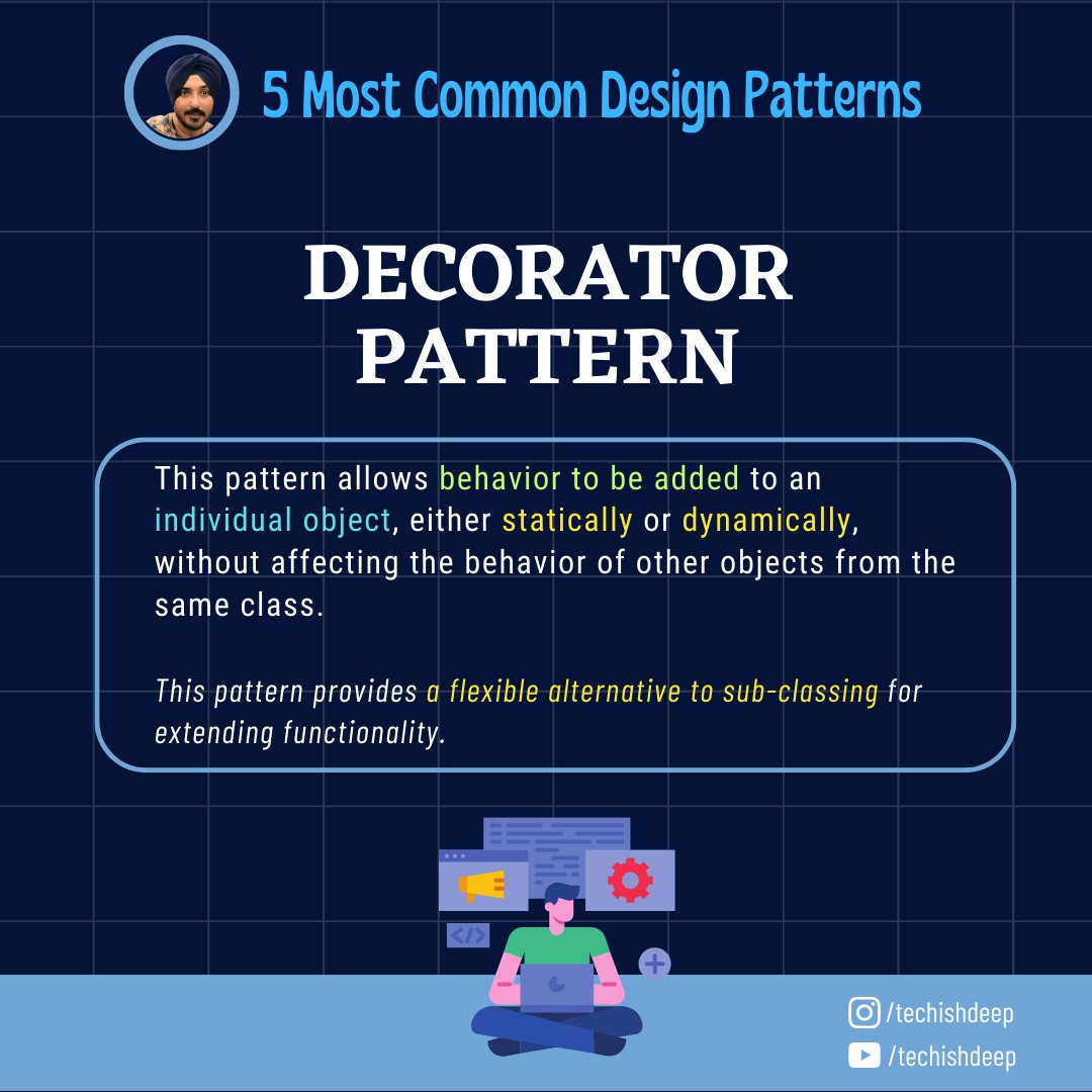 TechishDeep's tweet photo. (#2🗒️) Design patterns are reusable solutions to common software design problems that help improve code quality, maintainability, and scalability. Here are the five most common design pattern. #DesignPatterns #SoftwareDesign #Python https://t.co/godnSXroFo