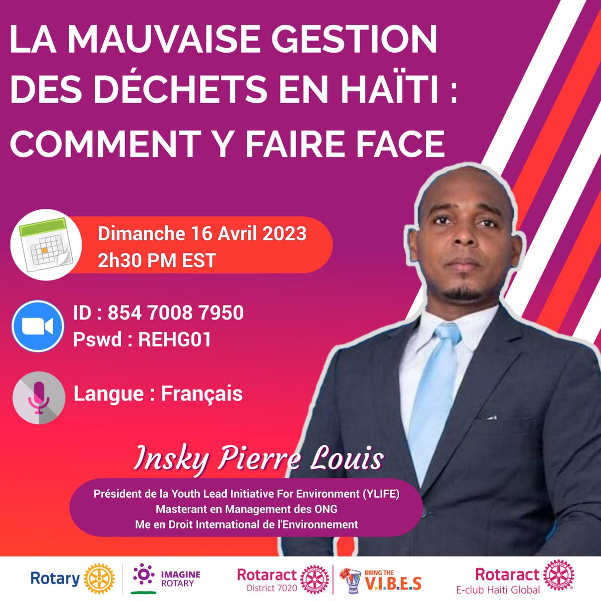 SkyPLouis's tweet photo. Comment enclencher la responsabilité civique au profit d'une communauté plus sûre et d'un environnement sain ?

Parlons-en ce dimanche 16 Avril lors de cette importante causerie organisée par le Rotaract. https://t.co/6iBx2q63eQ
