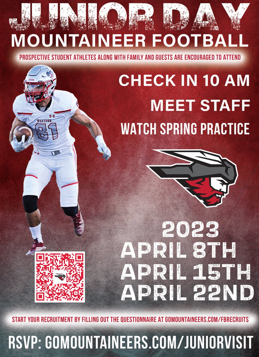 One final Junior Day weekend! Don't forget to signup by clicking the link below. #ThinAirCrew #MountUp 
gomountaineers.com/sb_output.aspx…