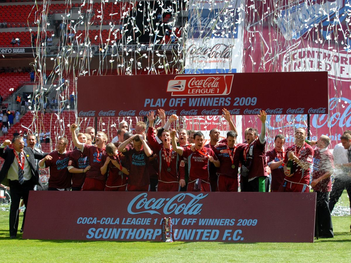 Thogden's tweet photo. In 2010, Scunthorpe United were in the Championship &amp; Hashtag United were just a 6-aside team for a bit of fun. 

Fast forward to 2023 and next season there will only be ONE division splitting the two teams apart…

Mental 🤯 https://t.co/iOwkiTd8eC