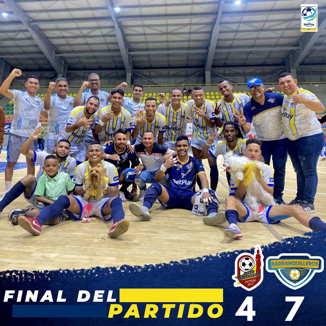 BarranquillaFS's tweet photo. ¡HISTORIA EN LA HEROICA! 💛💙

Finaliza el encuentro en Cartagena y es victoria para Barranquilleros FS 🥳  que por primera vez suma tres puntos en la ciudad amurallada. 🙌🏼

Nuestros goles fueron obra de:

Brayan Guette +3
Moises Martínez +2
Stanley Rodríguez, Javier Villegas +1 https://t.co/zkmDVGzJtz