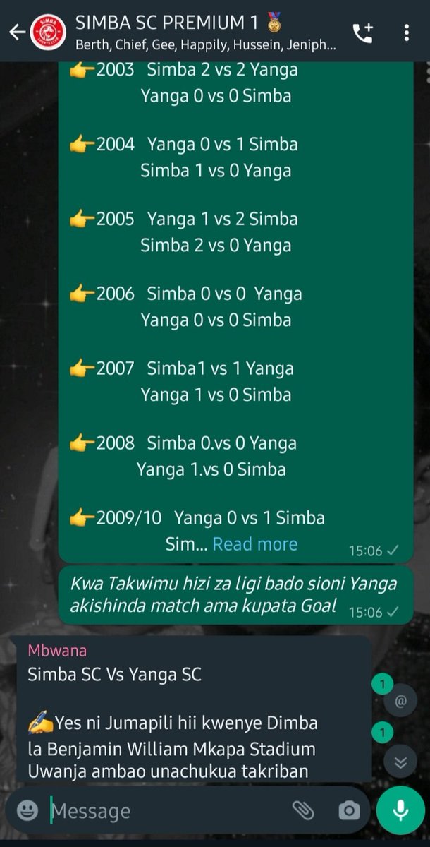 jofrey_mentor's tweet photo. Maneno huishi kwenye moja na mbili katika Group ya SimbaScTz kabla ya mchezo ni siku nne nyuma nilisema kwamba Yanga atapoteza match kwa kufungwa Goal 3 sikuweza kubadilisha mtazamo wangu na hakika imekuwa. Alhamdullilah π€²ππ
#SimbaScTz #NguvuMoja π¦ https://t.co/nCQqz1ucU1
