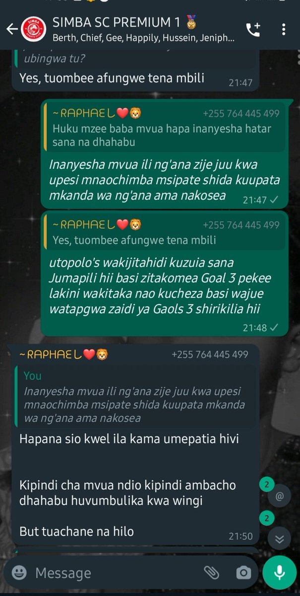 jofrey_mentor's tweet photo. Maneno huishi kwenye moja na mbili katika Group ya SimbaScTz kabla ya mchezo ni siku nne nyuma nilisema kwamba Yanga atapoteza match kwa kufungwa Goal 3 sikuweza kubadilisha mtazamo wangu na hakika imekuwa. Alhamdullilah π€²ππ
#SimbaScTz #NguvuMoja π¦ https://t.co/nCQqz1ucU1