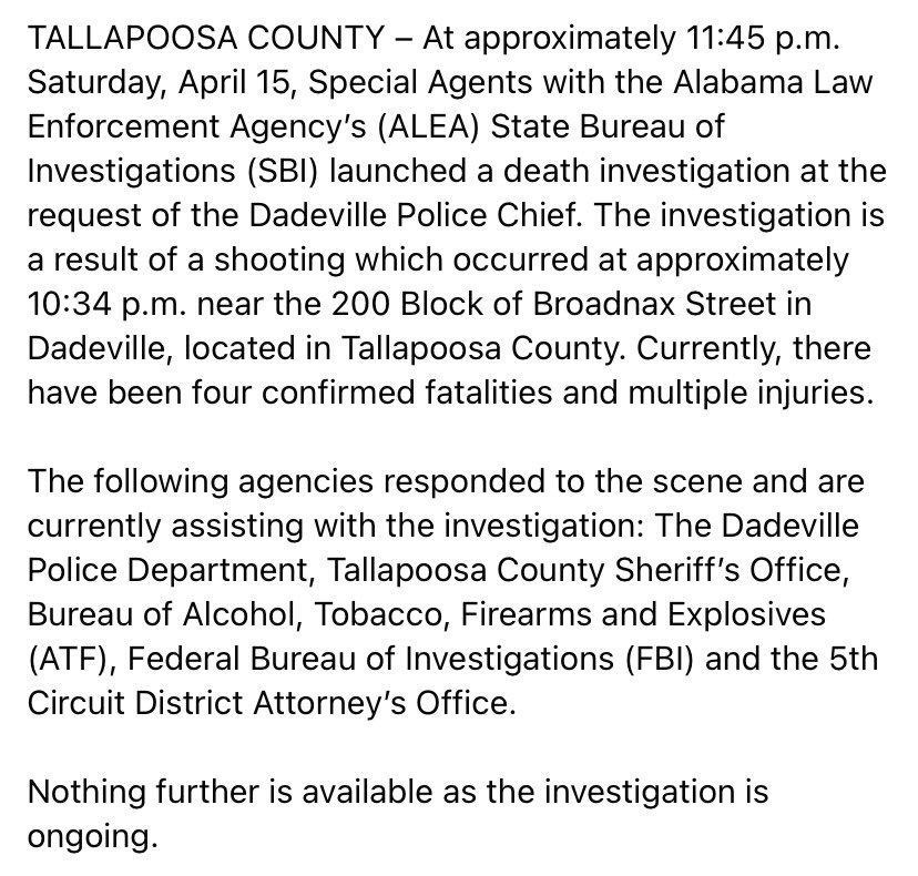 Alabama Law Enforcement Agency on Twitter "Tallapoosa Death