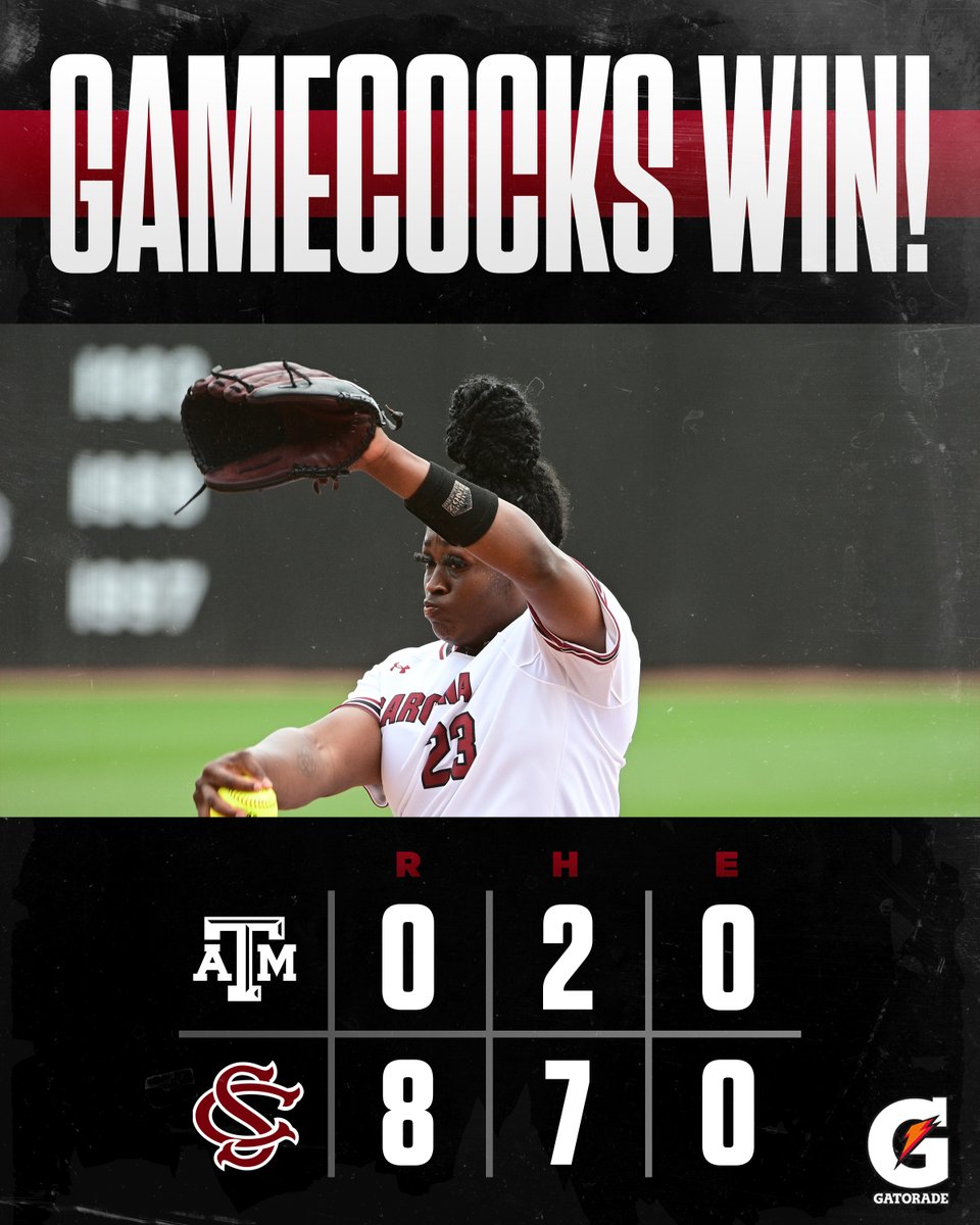 FINAL | 🧹 That's an <a href="/SEC/">Southeastern Conference</a> sweep! Gamecocks win it in a walk-off over the No. 23/21 Aggies!

#Gamecocks | <a href="/Gatorade/">Gatorade</a>