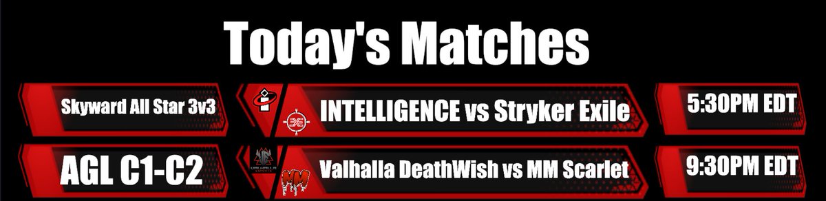 SportyFCRL's tweet photo. Come Hang Out!!!

5:30PM EDT - @IntelligenceHQ_ @IntelligenceRL vs @stryker_esports Exile
9:30PM EDT - @vhallaEsports DeathWish vs @MilkyMilitia Scarlet https://t.co/7YtBvVBDPr