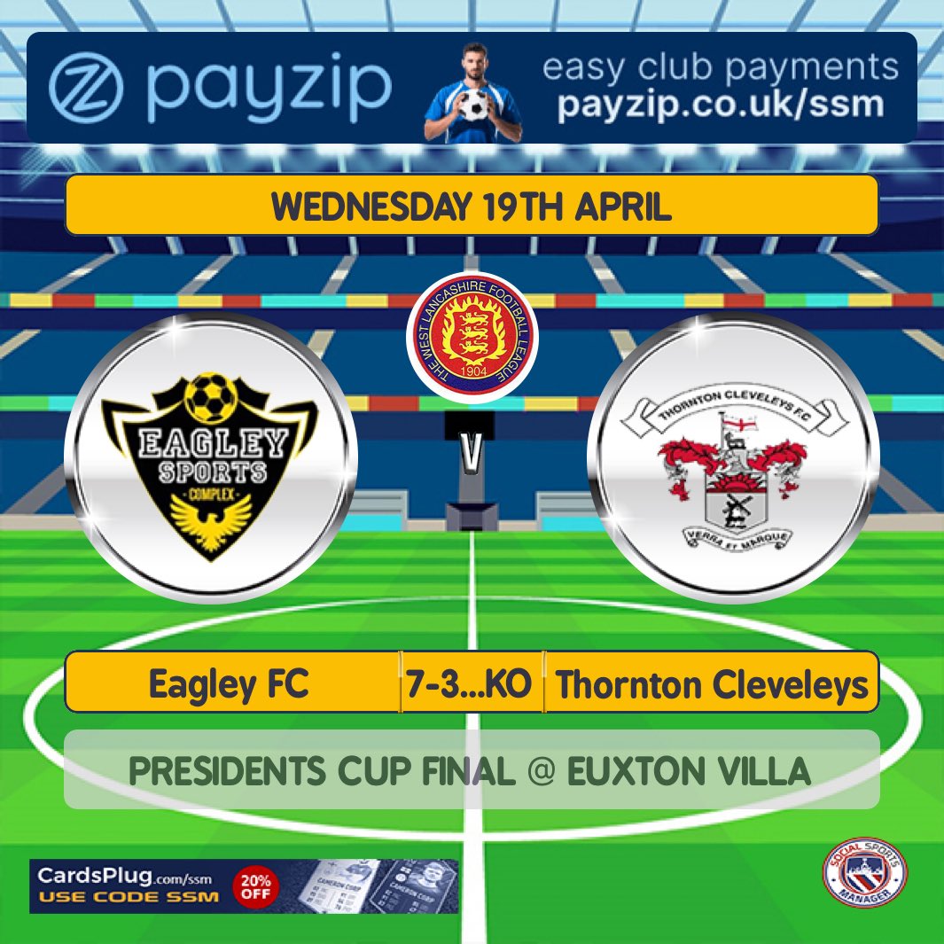 Eagley_Football's tweet image. Wednesday night is Cup Final Night! As we compete against @thorntonfc for the @westlancsleague Presidents Cup! 🏆 7-30pm @EuxtonVillaFC Please support if you can. Pay on the Gate TBC 
🦅 @BOLTONFMSPORT