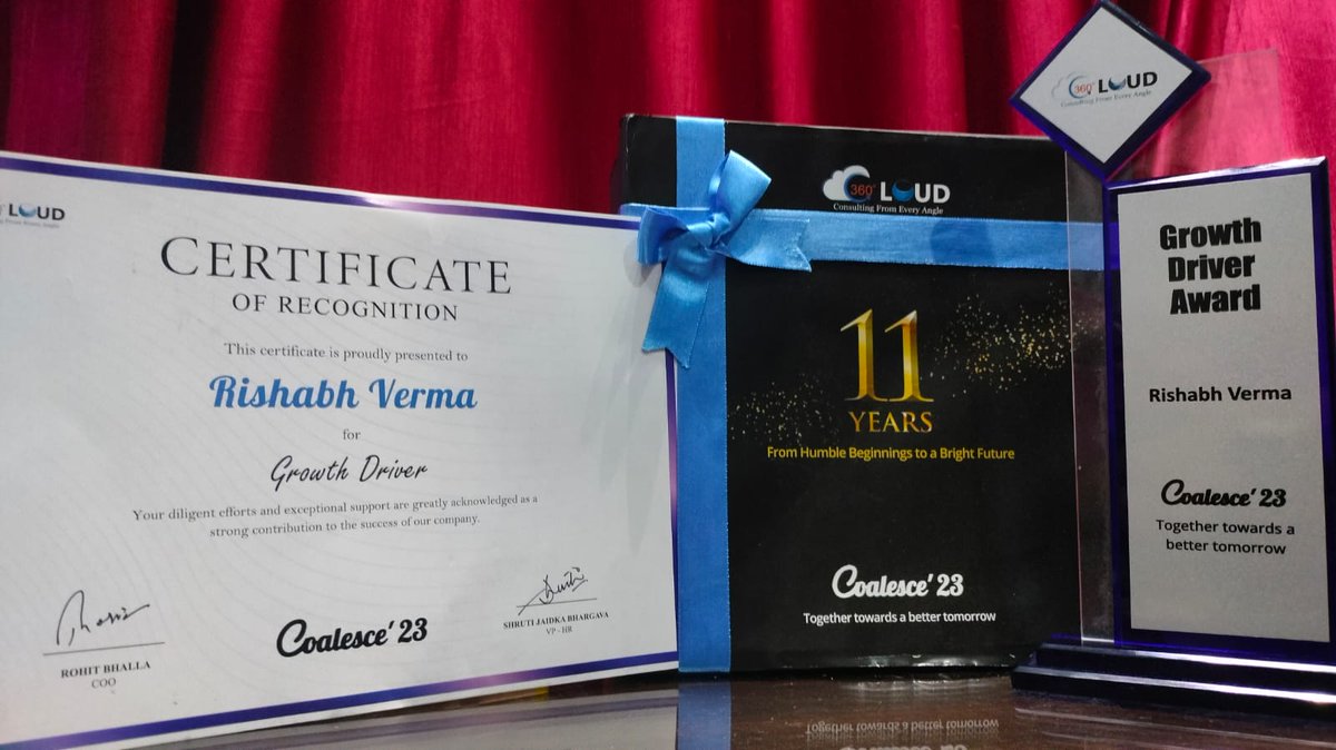 Honored to be named Growth Driver of the Year! Big thanks to my company and mentors for their support and guidance. I couldn't have done it without the amazing team I work with every day. #coalesce23 #growthdriver  #Salesforce 
<a href="/sidsehgal20/">Siddharth S</a> <a href="/Rbhalla31/">Rohit Bhalla</a> <a href="/KumarMadhurend4/">Kumar Madhurendra</a>
