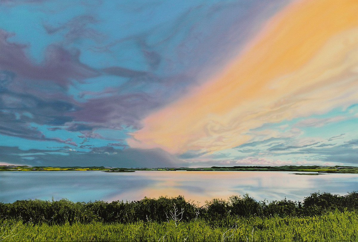 murray_mcd's tweet photo. Summer evening, Kenilworth Lake. Acrylic on canvas, 70.8 x 103 cm. https://t.co/IZzZtVIKoi