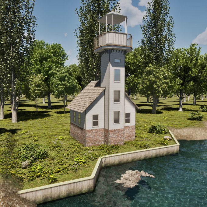 Techloftgr's tweet image. A 3D model, based on the Grand Island Michigan Lighthouse, designed in #sketchup and rendered in #twinmotion #3dart #edmodeling