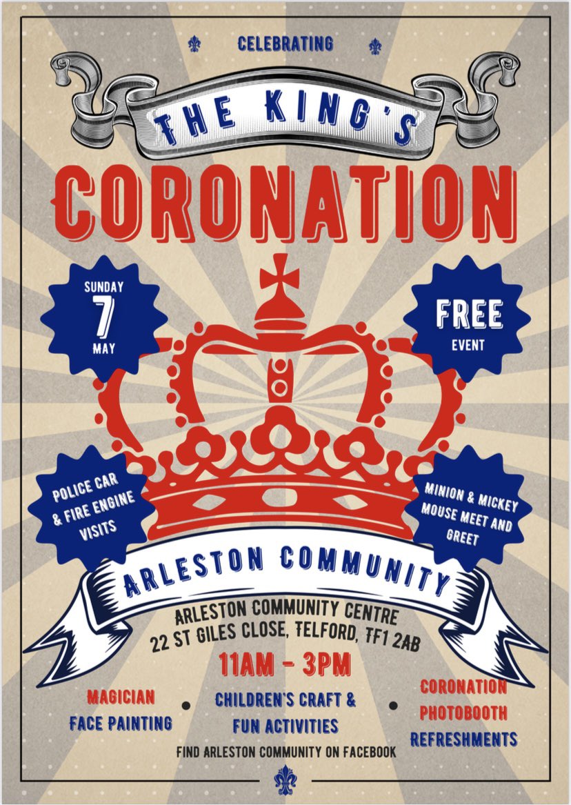 There may be local elections on and lots of campaigning, but still lots to do in #Arleston including organising the King’s Coronation family event at Arleston Community Centre on Sunday 7 May with @joanevagorse and @holding_emma