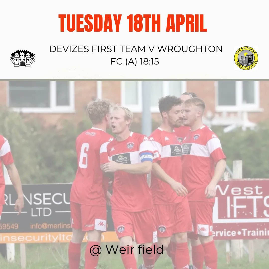 DevizesTownFC's tweet photo. Mid week game for us this week to Wroughton FC, away this Tuesday. Take the trip to support the boys on their first game of the week!

📆 Tuesday 18th April
 📍 Weir Field
 🆚 Wroughton FC
🕛 18:15

#UPTHETOWN 🔴 ⚪ 

@WiltsLeague @swsportsnews @gazsport https://t.co/zylqfaKOOs