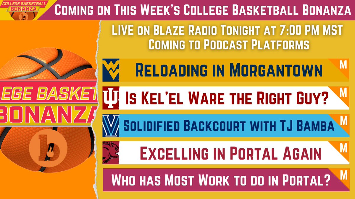 CollegeBonanza's tweet photo. College basketball's Portal Season is in full swing and the Bonanza has analysis on the latest major moves tonight on @BlazeRadioASU.
Make plans to tune into https://t.co/HWM5FjxJlr tonight at 7:00 PDT! https://t.co/wKXWxWRDZC