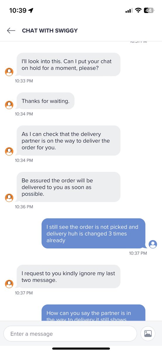 Deepikakrishnam's tweet photo. @Swiggy  you have become worst these days .. I placed an order at the nearby restaurant 15min away from my place and even Swiggy stated the food would be delivered in 20mins now it’s been more then 1.5 Hrs there is no delivery yet and @SwiggyCares does not care to respond https://t.co/G1d8hSWc9M