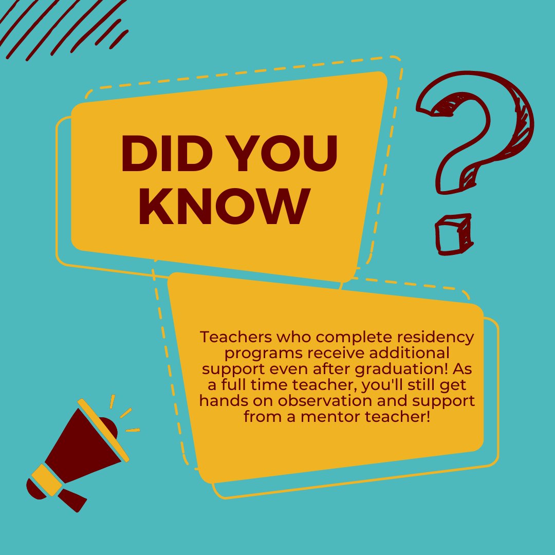 As a NetSERVE Teaching Resident, you'll get support even after graduation from an establish mentor teacher. We're by your side!