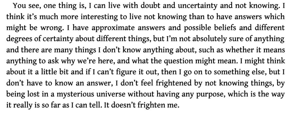 iamlavenderr's tweet photo. Richard P. Feynman, “The Pleasure of Finding Things Out” https://t.co/Eeu2hEup1z
