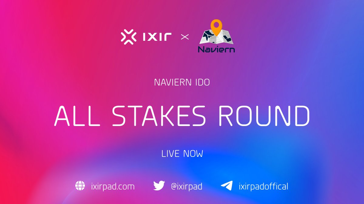 🔥 <a href="/NaviernOfficial/">Naviern</a> ALL STAKES ROUND IS LIVE NOW 🔥

👉 Buy on IxirPad: ixirpad.com/launchpad/fycr…

📍Time Details
⏰Time: 16th April 2023, 16:00 UTC - 20:00 UTC

IDO Detail: t.me/ixirswapchanne…
IDO Round Detail: t.me/ixirswapchanne…
All Stakes Detail:
t.me/ixirswapchanne…
