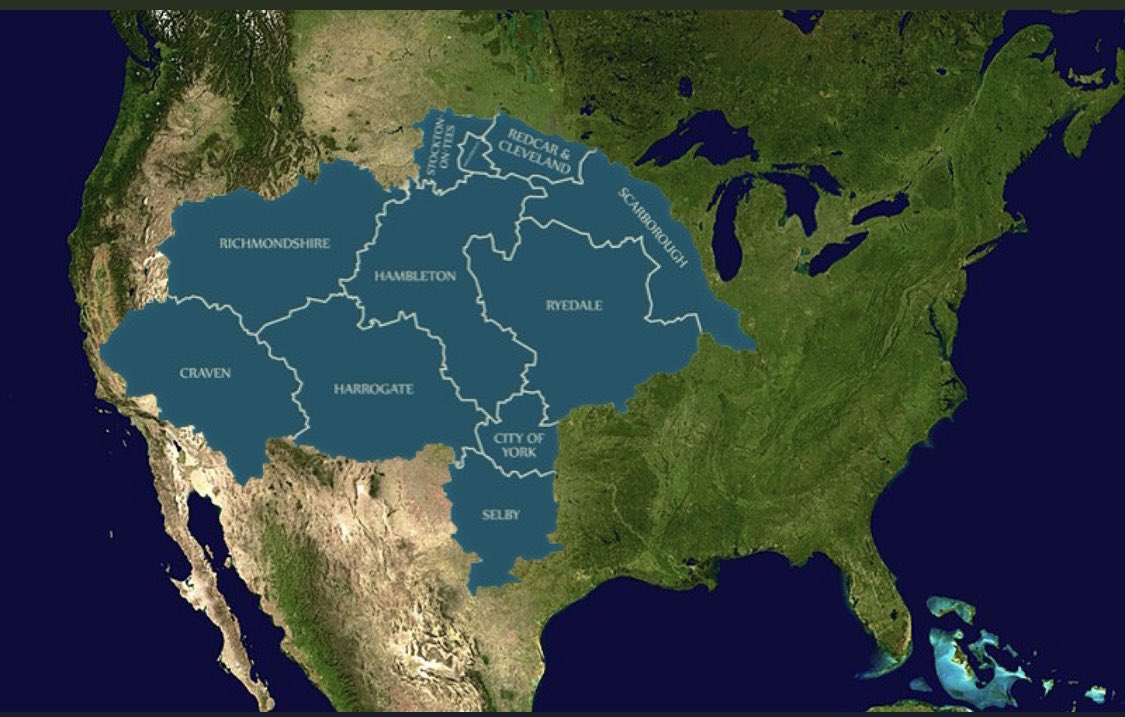 SimpGanassi's tweet photo. Americans don’t realise just how big North Yorkshire is https://t.co/K8Z1ciUVel