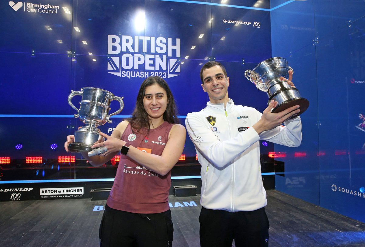Your British Open champions 🏆 @noursherbini x @AliFarag 👏 #BritOpen23 #WhereLegendsAreMade