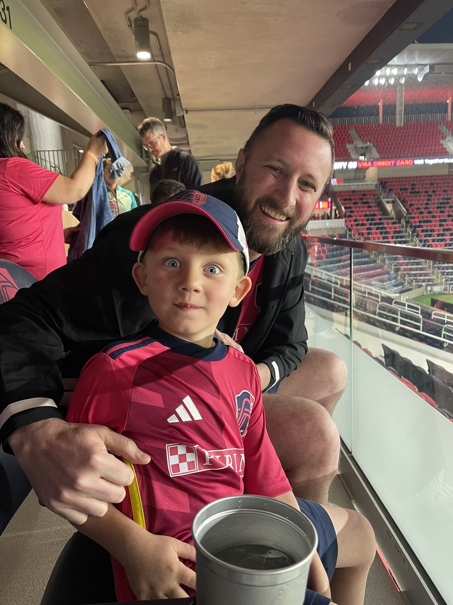 Coach_PatTurner's tweet photo. “Best Birthday Ever!” - Darin @ 1:15am

Our first @stlCITYsc game together was an unforgettable experience, thanks to some special people. Capped it off with a pic with Edu Löwen! #AllForCITY https://t.co/D9RehiXceX